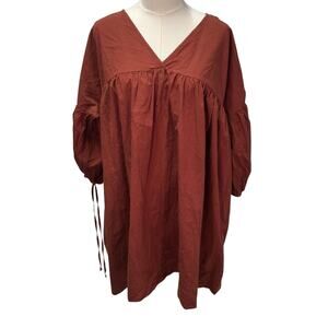 Gracemade Miriam Organic Cotton Dress Womens Small/Medium Relaxed Red‎ Clay